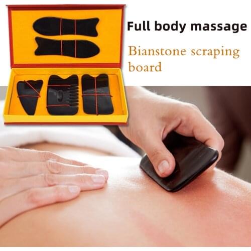 5pcs Natural Buffalo Horn Guasha therapy massage sraping tool set face neck gua sha scraper board for paint removal Beauty Tools