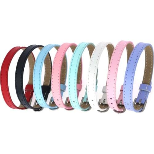 50Pcs/Lot 8mm 10mm Genuine Leather Bracelet For Slide Letter Charms Women Jewelry Making Wristband DIY Pet Collar Keychain Gift