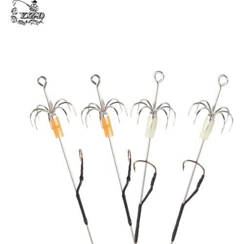 8PCS Squid Jig Hook Luminous big/small Umbrella Stainless Steel Fishing Cuttlefish Shrimp Squid Octopus Inkfish Calamary Bait