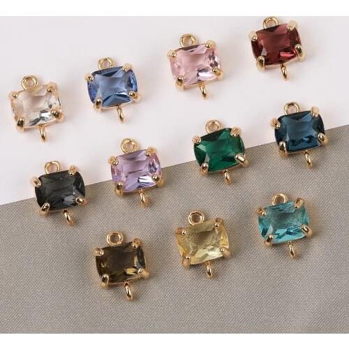 HAOSAW 6Pcs 9*13MM Jewelry Accessories/DIY Making/Rectangle Shape/Crystal Connector/Hand Made/Jewelry Findings Components