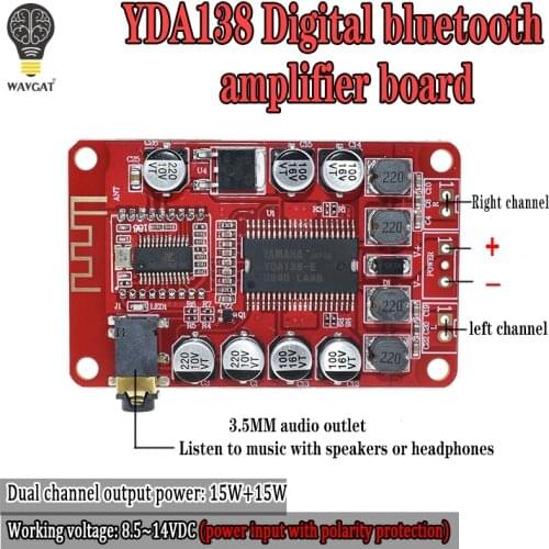YDA138 2*15W Bluetooth Amplifier Board Module 2.0 Stereo Class D Clear Bass Digital Audio Power Amplifiers car auto amplificador