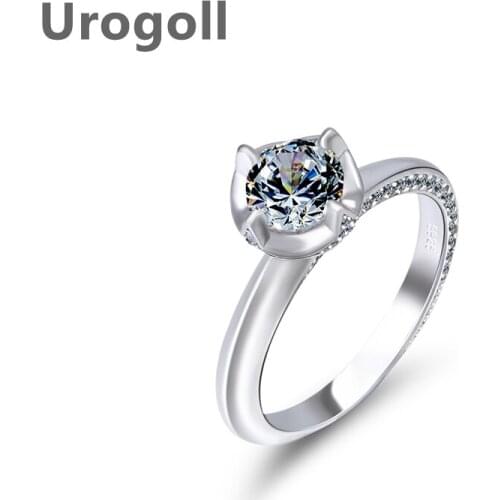 Noble Women Bridal Ring Pure 925 Sterling Silver Jewelry Anniversary Ring Shining Cubic Zirconia Wedding Rings For Girl Dress Up