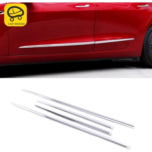 CarManGo For Tesla Model 3 2017-2020 Car Accessories Door Side Sills Pad Cover Sticker Frame ABS Carbon Exterior Moulding Chrome