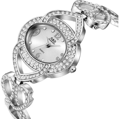 Brand New 2019 Women Watches G&D Crystal Quartz Wristwatch Fashion Dress Watch Ladies Gifts Clock Relogio Feminino 3colors