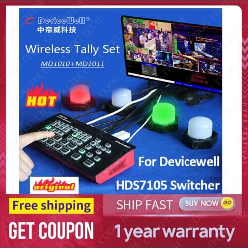 DeviceWell HDS7105 TALLY Guide System Wireless Tally Compat Portable Traffic Light Indicator Strong Penetration MD1010-MD1011