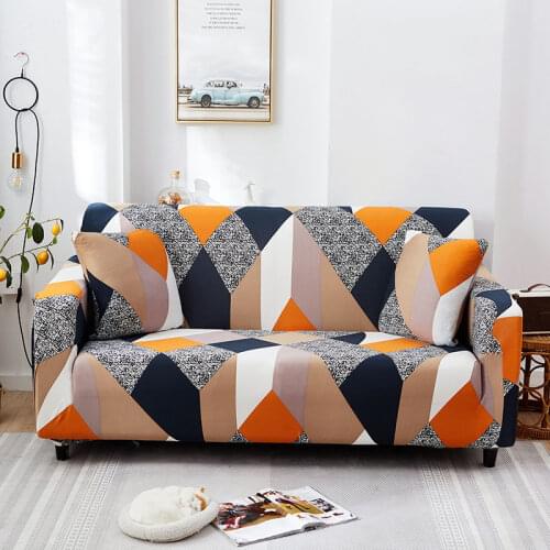 Sofa Slipcover Geometry Plaid Sofa Cover Stretch Sofa Covers for Living Room Elastic Couch Chair Cover Sofa Towel 1/2/3/4-seater