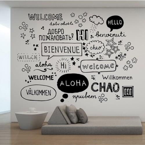 Welcome Aloha Bienvenue Multi Language Pattern Wall Beauty Stickers Murals Decor Bedroom Livingroom Decals Decoration DW9499