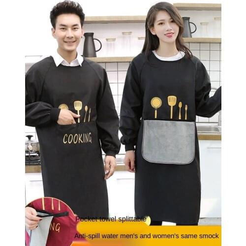 Apron Household Kitchen Thin Waterproof Oil-Proof Customed Working Suit Womens Fashion Adult Long Sleeve Mens Reverse Coverall