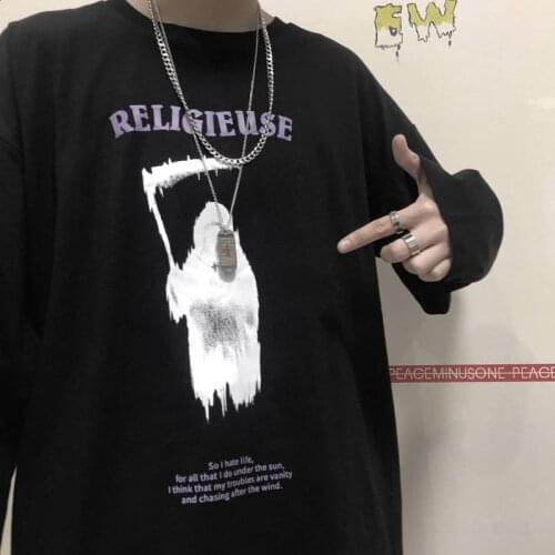 Punk T Shirt Streetwear Gothic Long Sleeve Casual Tops Tee Female High Street O-neck Hip Hop T Shirt Male Cool Black T Shirts