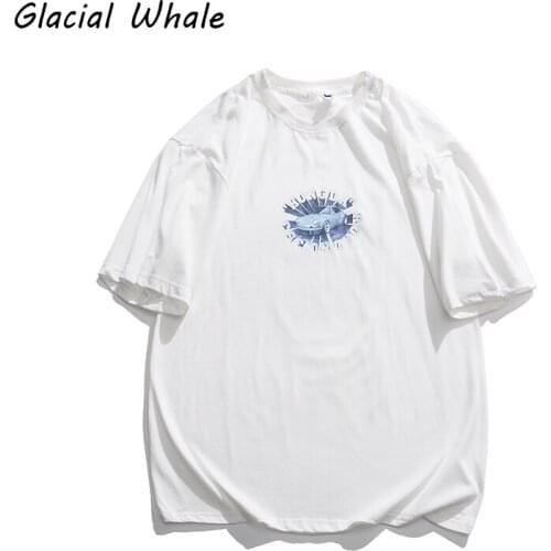 GlacialWhale T-shirts Men New Summer Vintage T Shirt Hip Hop Japanese Streetwear Harajuku Casual Oversized White T Shirt For Men