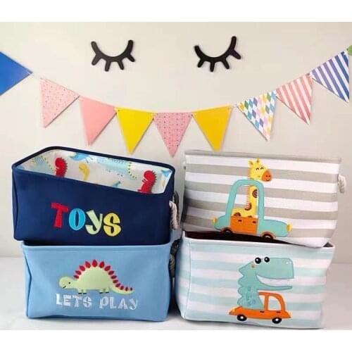 Lion Dinosaur Canvas Storage Square Bag For Toys Clothes Kids Room Organizer Bag Pouch Thick Canvas Storage Kids Boy Room Bag