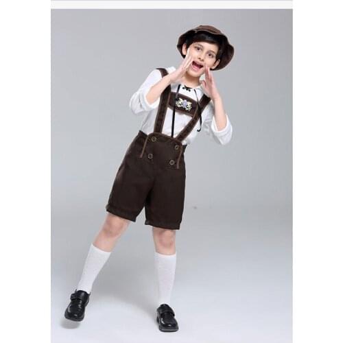 Boy The Munich Oktoberfest Costume Traditional Germany Bavarian Lederhosen Cosplay Carnival Parade Fancy Party Dress