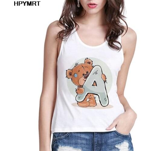 Sexy Women Vest Tank Tops Camisole Fashion A B C D Bear letters Printed Couple Summer T-Shirts Streetwear Harajuku Casual Female