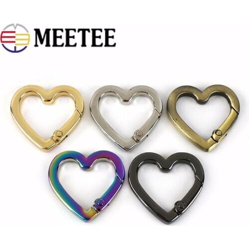 Meetee 5/10pcs 15/19mm Heart Spring Coil Hook Buckle Openable Key Ring Pendant Connecting Buckles DIY Snap Springs Clasp BF776