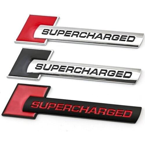 Metal Red Black Diamond Block Badge Bar Auto Emblem Decal Sticker SUPERCHARGED Car Styling Trunk Fender Car Accessories