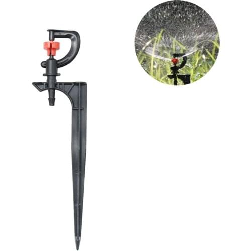 10PCS Mini Rotating Sprinkler With support Spike 360 Degrees Red Wheel Micro Rotor Sprinklers Garden Watering