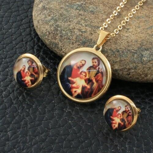 Fashion Round Stainless Steel Jewelry Sets For Women And Girl Pendants And Earrings Bijoux Femmes Joyas Mujer Store SFXZCNBC