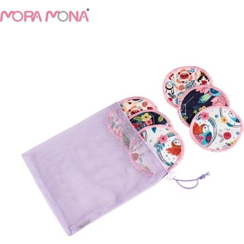 Mora Mona 6Pcs / Pack Washable Breast Pad Reusable Soft Breathable Nursing Pad With Laundry Bag