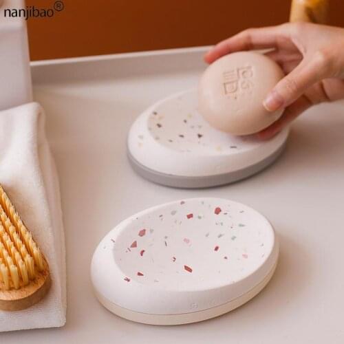 Diatomaceous Earth Soap Tray Drain Soap Box Moisture-Absorbing Washing Soap Storage Terrazzo Soap Plate Bathroom Accessories
