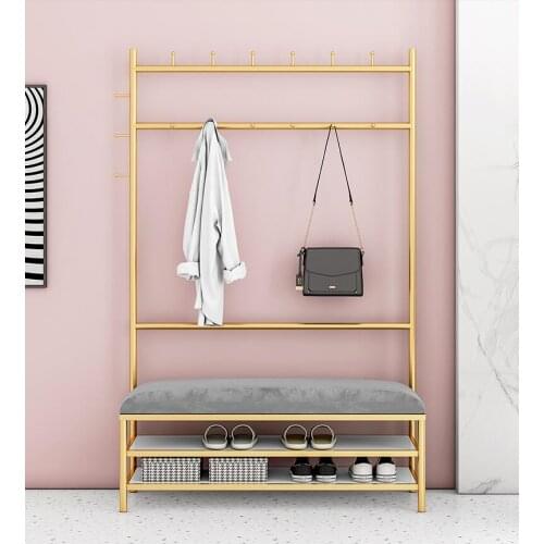 Light luxury modern clothes rack landing household door hanging clothes rack shoe rack one hall clothes rack cabinet shoe stool