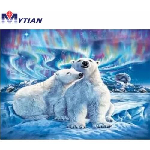Polar Bear Love in the Arctic,5d DIY Diamond Painting,Full Square Round Drill Diamond Embroidery Mosaic Wall Sticker Home Decor