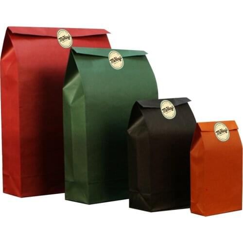 Kraft Paper Grocery Bags with Sticker Bread Cake Chocolate Candy Fruit Packing Vegetable Holder Hand-made Workshop Customized