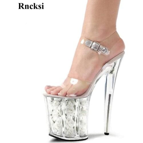 Rncksi Flowers Sexy Dance Shoes New Women sandals platform 20cm Ultra high heels Pole Dance Night clubbing Girls Shoes
