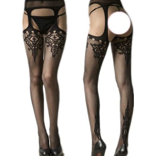 Sexy lingerie Socks Hosiery women Exotic Apparel black floral pantyhose hot tight intimates spandex Elasticity net pantyhose