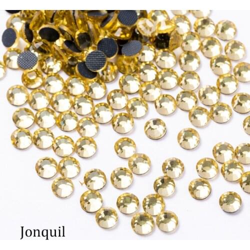 SS4-SS40 Flatback Iron On Hotfix Rhinestones AB Crystal Yellow Clear Hot Fix Stones Glitter Gems Strass For Clothes Motif Design
