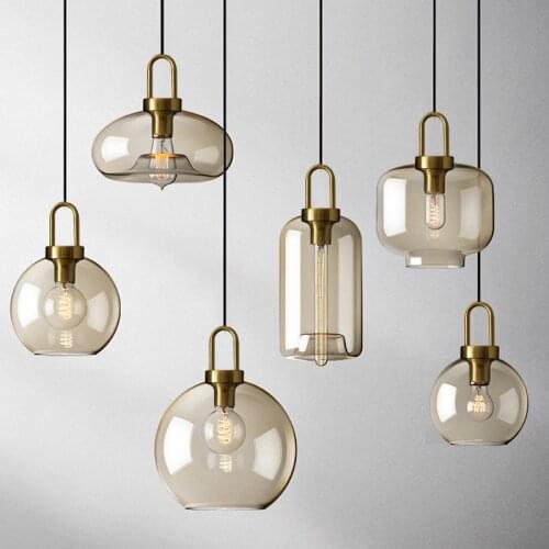 Restaurant chandelier glass creative stair cafe bar bar simple modern single head industrial wind Nordic lamps
