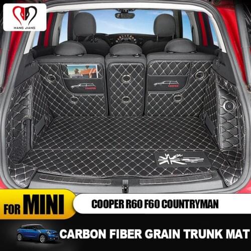 Carbon Fiber Grain Luminous Cargo Liner Leather Trunk Mat Pad Sticker for Mini Cooper R60 R 60 F60 F 60 Countryman Accessories