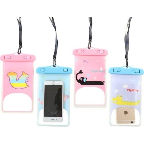 1pc Waterproof Cartoon Pouch Bag Cell Phone Case For iPhone Samsung Coin Purse Card Holder Storage Wallet Bag