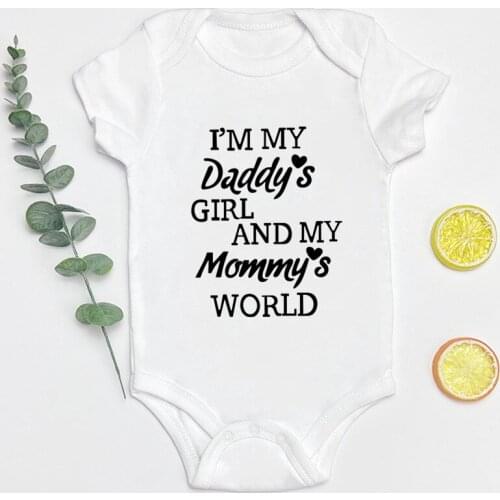 I'm My Daddys Girl and My Mommys World Baby Clothes 100% Cotton Casual Short Sleeve Bodysuit Newborn Boy Girl Outfits