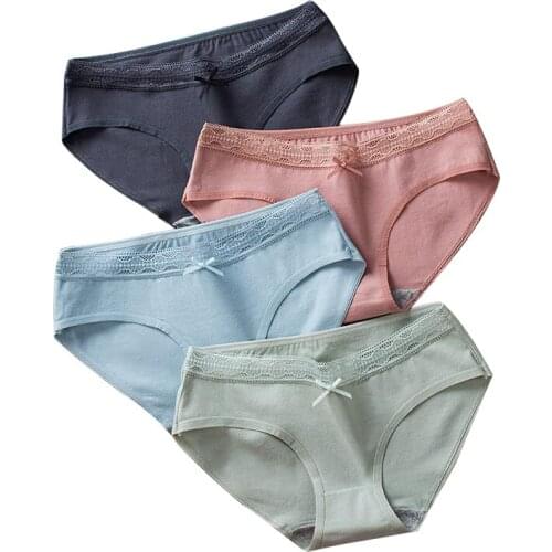 Women Cotton Underwear Sexy Lace Panties Low Waist Soft Comfort Briefs Seamless Breathable Girl Underpants Panty Women -XXL
