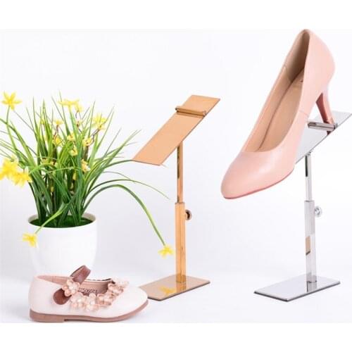 10PCS Black Silver Rose Gold Metal Shoe Show Stand Shoe Tree Display Holder Adjustable Stainless Steel Shoes Display Stand Rack