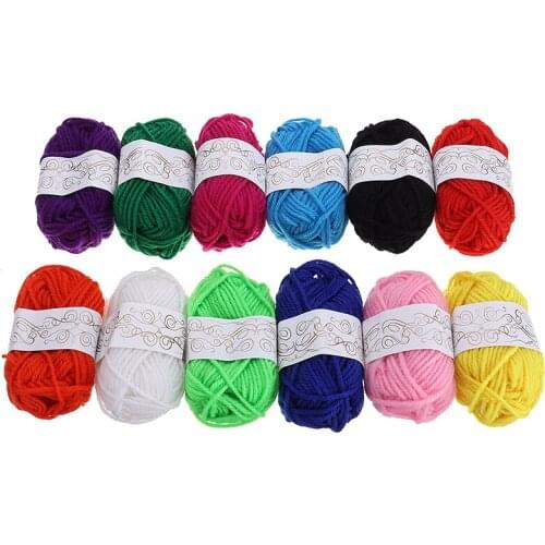 12 Balls Crochet Wool Yarn Multi Colours Crochet Yarn Wool Hand Knitting Ball Needlework Granny Squares Craft DIY Thread