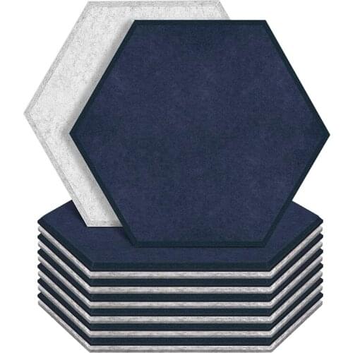 12Pcs Hexagon Acoustic Panels Beveled Edge Sound Proof Foam Panels 14X13X0.4inch Sound Proofing Padding for Studio Promotion