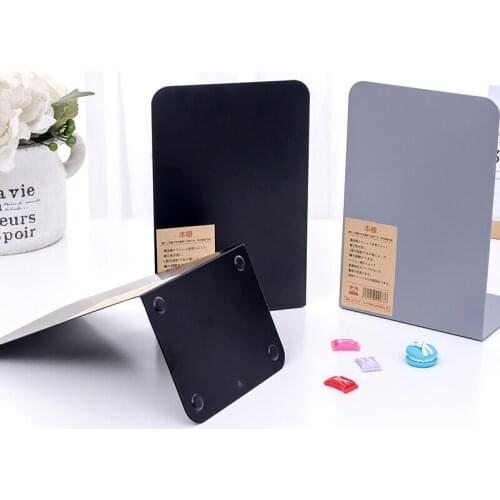 2PCS/Pair Solid Color Bookends Metal Book Holder Desktop Bookshelf Student Bookcase Office Accessories Cute Stationery