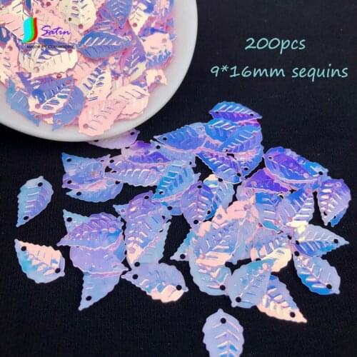 200 Pieces 9*16 mm Hand-sewn Sequins for DIY Material Dress,Headdress,Earrings,Bag,Garment Accessory,Golden Leaf Sequins A0047C