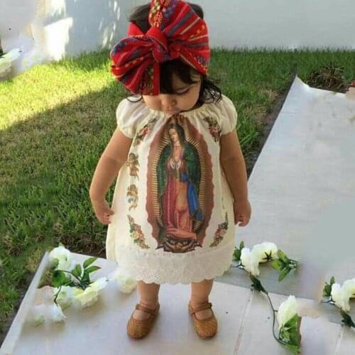 2021 Summer Little Girls Dress Red Stripe Headband+Lace Hollow Lace Image Print Dresses for Girls Dress Baby Girl Clothes Kids