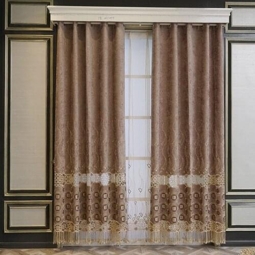 2021 New Design High Quality Blackout Curtain Diamond Hemp Thermal Insulated Living Room Window Shading Customized Curtains