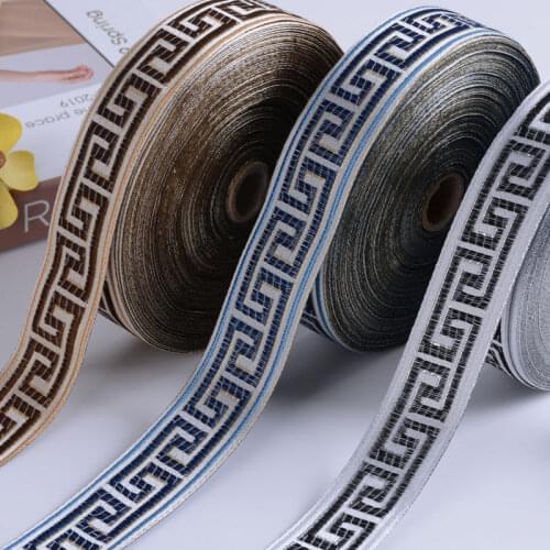 25Yards 3cm Embroidery Lace Woven Jacquard Ribbon Trims Pattern For Curtain Sofa Clothing Straps Accessory DIY Sewing Fabric
