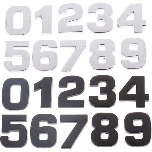 3D 5cm Digits 0-9 Number Sticker Plate Sign Hotel Silvery Door Number Plaque Modern Plated House Home Decor