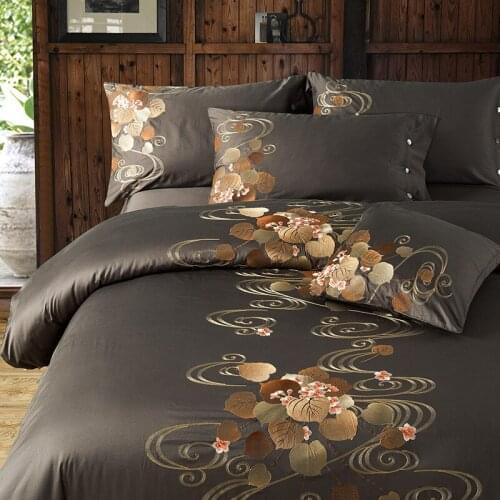 30 Colors 4 Pieces Egyptian Luxury Pure Cotton Bedding Set Simple Floral Large King Size Printed Duvet Cover Bedding Set Sheet