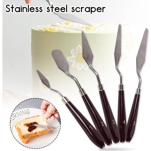 5pcs Stainless Steel Spatula Baking Pastry Tools Fondant Cream Mixing Scraper Oil Painting Shovel kitchen accessories cake tools