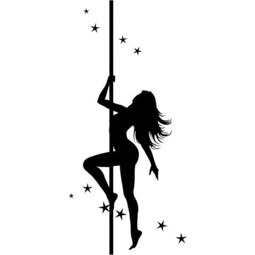 7.5*15.8CM Sexy Pole Dancing Girl Car Decals Cute Motorcycle Vinyl Stickers Black/Silver C7-0227