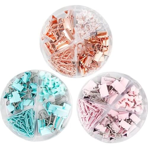 72Pcs Binder Clips Paper Clips Push Pins Sets With With Acrylic Box For Office Accessories Organizer School Supplies