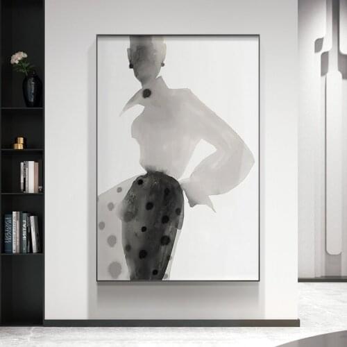 Watercolor Painting Modern Fashion Pictures for Home Design Wall Paintings Black and White Canvas Poster Wall Art Room Decor