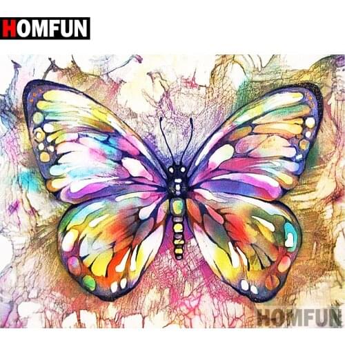 HOMFUN Full Square/Round Drill 5D DIY Diamond Painting "butterfly" Embroidery Cross Stitch 5D Home Decor A07661