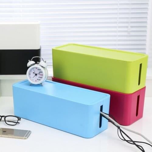 Large Plastic Cable Organizer Orange Desktop Storage Box For Desk TV Computer USB Hub Power Strip Wire Case Home Decor